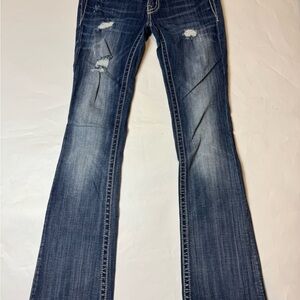 Miss Me Jeans Sz 27 JP83288 Contrast Stitch Embellished Embroidered